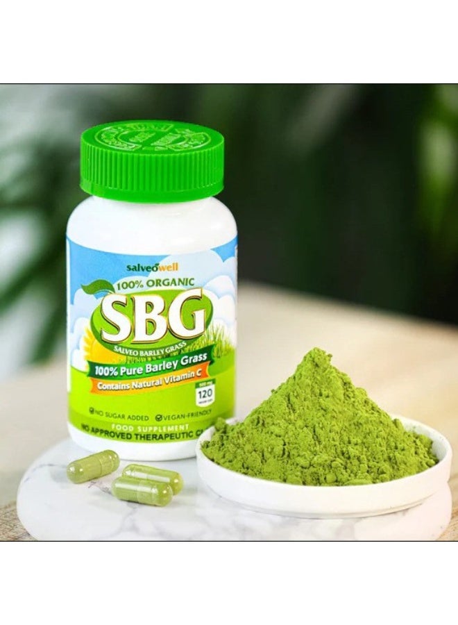 Salveowell 2-Pack 100% Organic Barley Grass Powder Supplement，Rich In Nutrients, Vitamins And Antioxidants 120 Capsules - Image 3